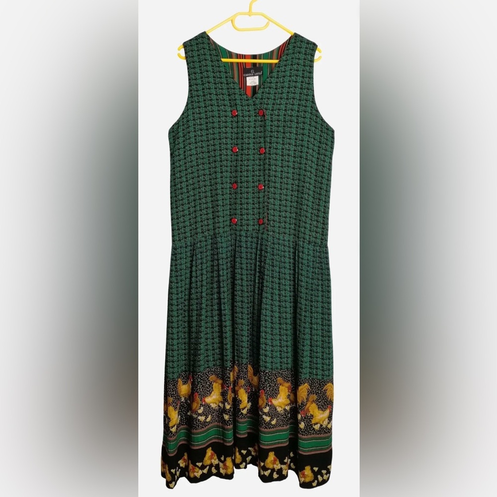 Vintage Carole Little Rooster Maxi dress. 70-s. SZ-12.Gently used.
